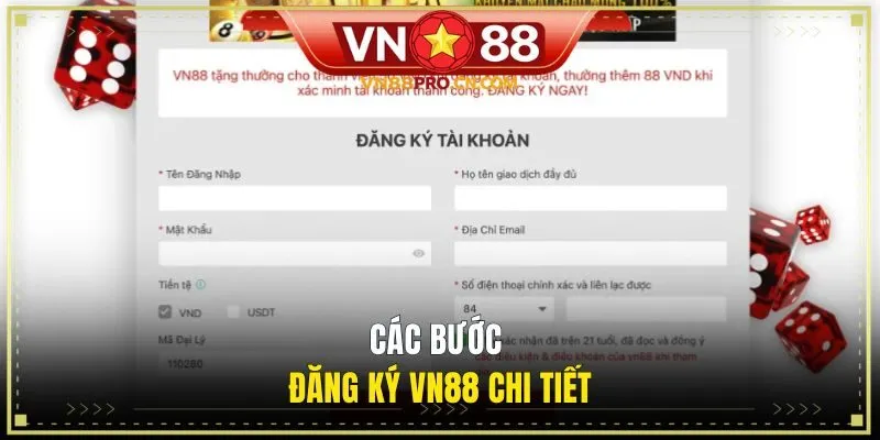 Các bước đăng ký VN88 chi tiết dành cho newbie